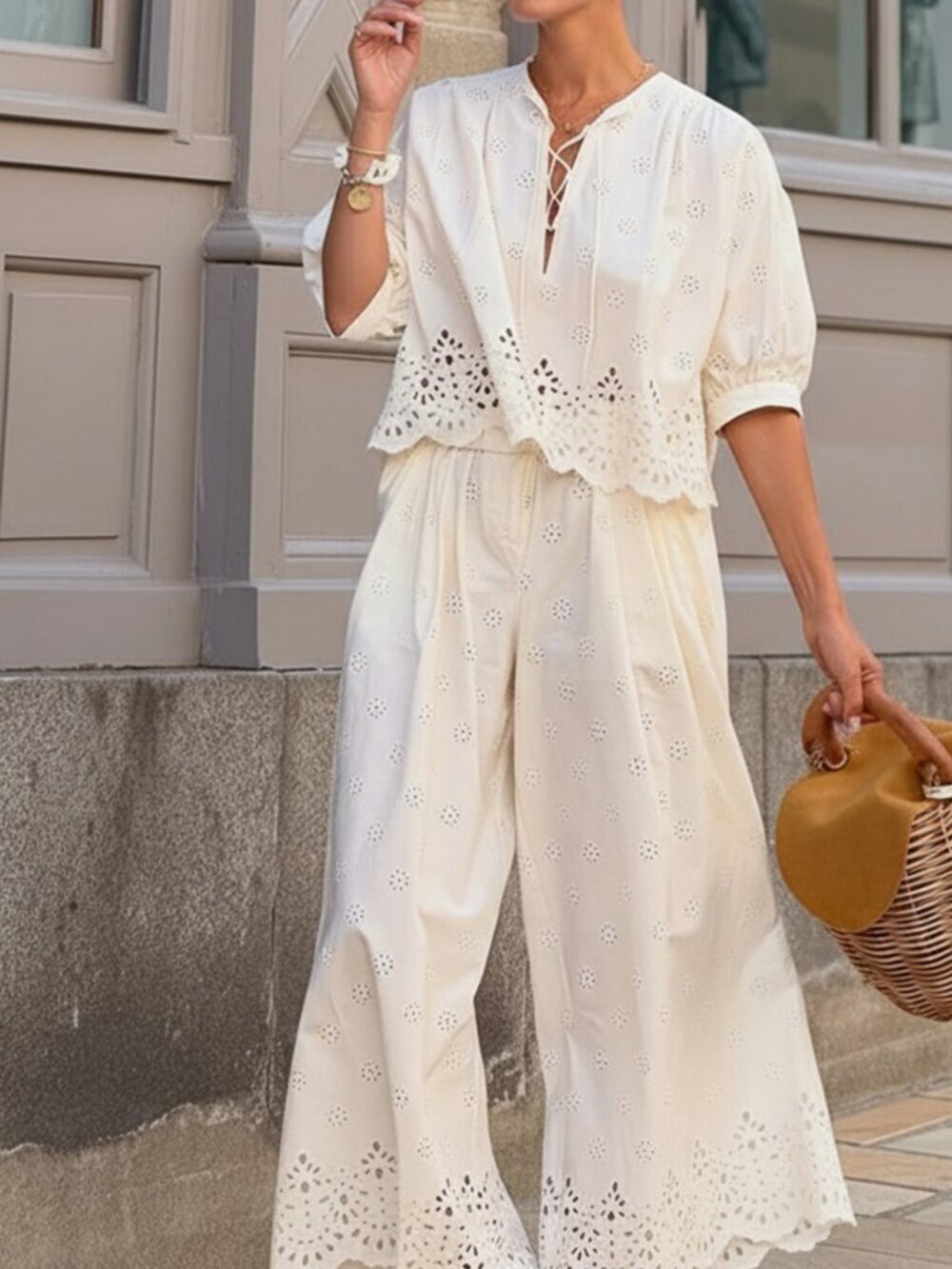 Beige Bohemian Women's Elegant 2-Piece Outfit
